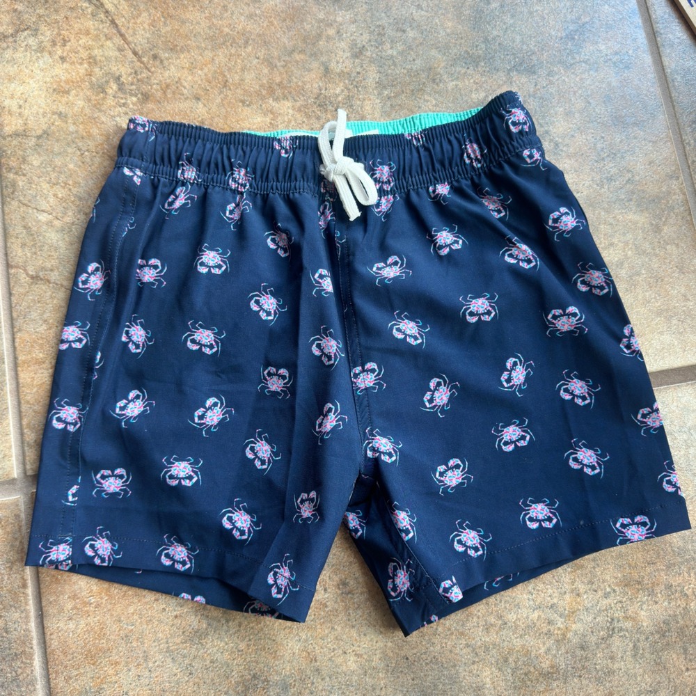 Bonobos Swim Trunks Navy Blue Pink Crab Print Quick Dry Size 6‎ Boys